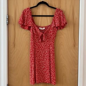 Zara Red & Floral mini dress Size Small